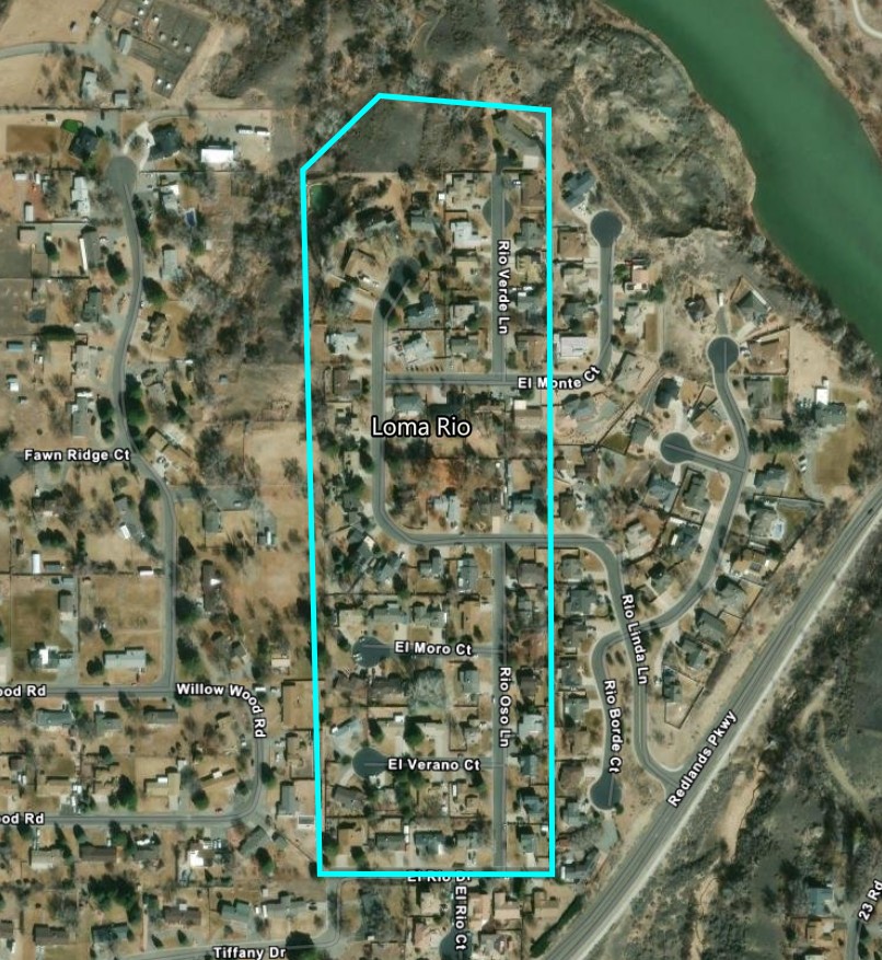 Map of the Loma Rio neighborhood on the Redlands Mesa, Grand Junction, CO